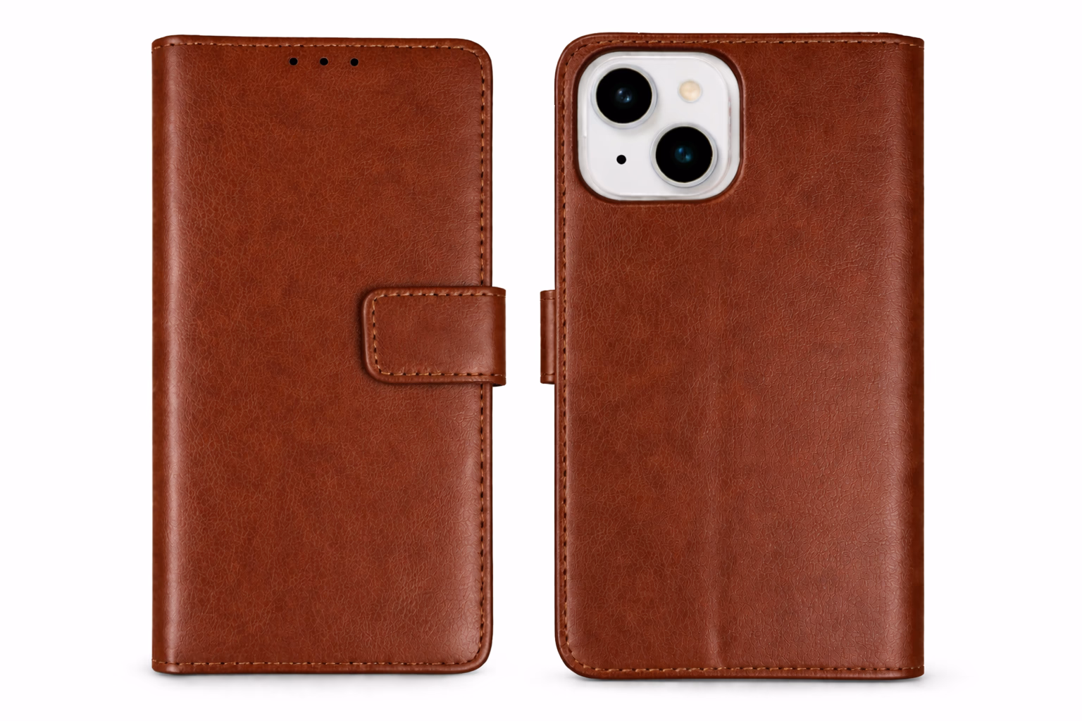 iPhone 15 - Classic Leather Wallet - Brown